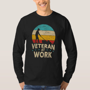 Mens Veteran At Work Mower Lawn Mowing T-Shirt