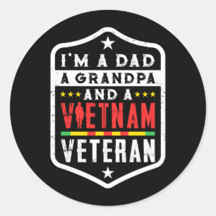 Mens Veteran Dad Grandpa Vietnam Honorable Classic Round Sticker