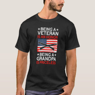 Mens Veteran Honour Grandpa Priceless American Gra T-Shirt
