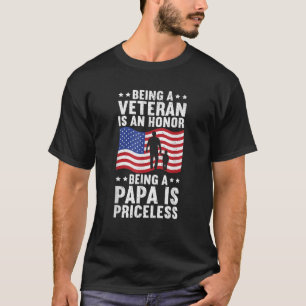 Mens Veteran Honour Papa Priceless Proud American  T-Shirt