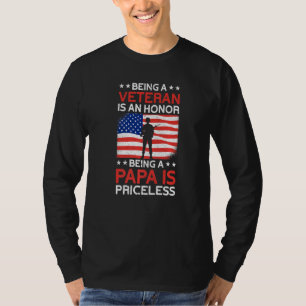 Mens Veteran Honour Papa Priceless Proud American T-Shirt