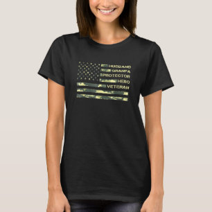 Mens Veteran Husband Grandpa Protector Hero Father T-Shirt