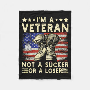 Mens Veteran Not A Sucker Or A Veteran Day Usa Fleece Blanket