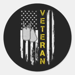 Mens Veteran Usa Flag Aamerica Military Veterans Classic Round Sticker