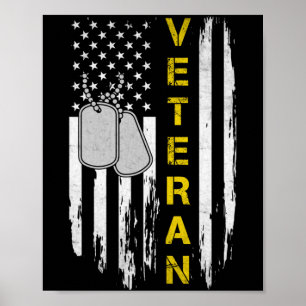 Mens Veteran Usa Flag Aamerica Military Veterans Poster