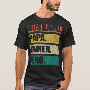 Mens Video Game Vintage Husband Papa Gamer Father T-Shirt
