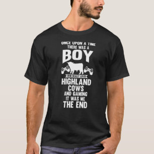 Mens Video Games Gamer Gaming Highland Cow T-Shirt