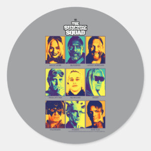 Mens Villain Team Yearbook Photos Box Up Classic Round Sticker