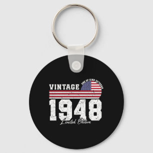 Mens Vintage 1948 Birthday Aamerican Flag Key Ring