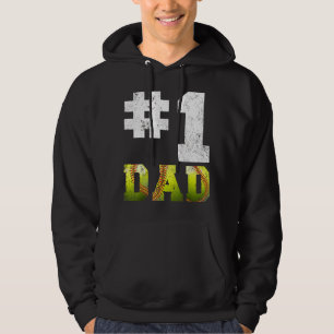 Mens Vintage 1 Dad Number One Softball Dad Father' Hoodie