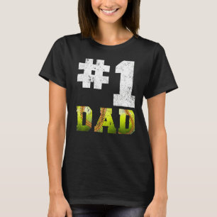 Mens Vintage 1 Dad Number One Softball Dad Father' T-Shirt