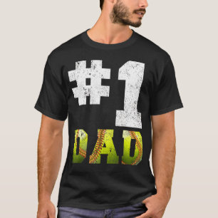 Mens Vintage 1 Dad Number One Softball Dad Father' T-Shirt
