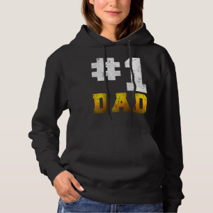 Mens Vintage 1 Dad Number One Volleyball Dad Fathe Hoodie