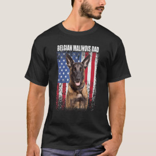 Mens Vintage American Flag Belgian Malinois Dad Fa T-Shirt