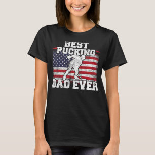 Mens Vintage American Flag Best Hockey Player Dad  T-Shirt