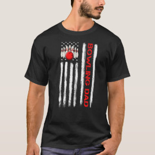 Mens Vintage American Flag Bowling Dad Bowling Tea T-Shirt