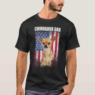 Mens Vintage American Flag Chihuahua Dad Dog For T-Shirt