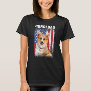 Mens Vintage American Flag Corgi Dad Dog For Fathe T-Shirt