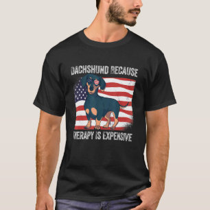 Mens Vintage American Flag Dachshund Because Thera T-Shirt