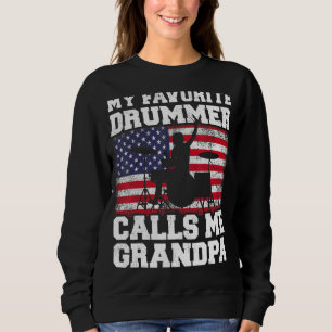 Mens Vintage American Flag Drummer Grandpa Fathe Sweatshirt