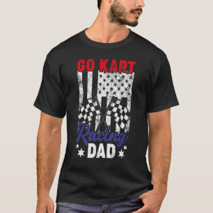 Mens Vintage American Flag Go Kart Racing Dad Fath T-Shirt