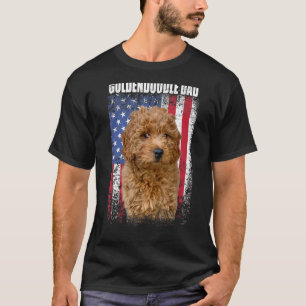Mens Vintage American Flag Goldendoodle Dad For F T-Shirt