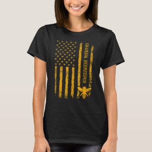 Mens Vintage American Flag Grandpa Beekeeper Fathe T-Shirt