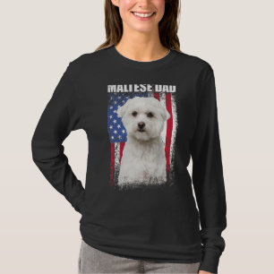 Mens Vintage American Flag Maltese Dad Dog For Fa T-Shirt