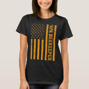 Mens Vintage American Flag Papa Beekeeper Fathers T-Shirt
