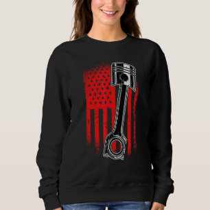 Mens Vintage American Flag Piston Muscle Car Mech Sweatshirt