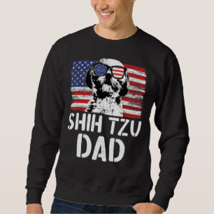 Mens Vintage American Flag Shih Tzu Dad Dog For F Sweatshirt