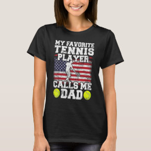 Mens Vintage American Flag Sports Tennis Dad Fath T-Shirt