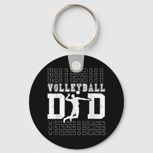 Mens Vintage American Flag Volleyball Dad Father's Key Ring