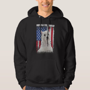 Mens Vintage American Flag Westie Dad Dog For Fat Hoodie