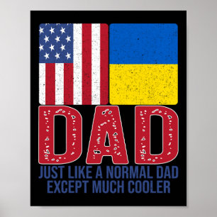 Mens Vintage American Ukrainian Flag Dad Design Fo Poster