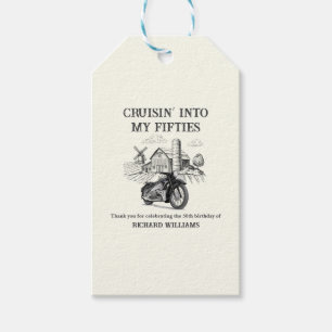 Men's Vintage Barn Motorbike Cruising 50th Birthda Gift Tags
