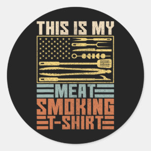 Mens Vintage Bbq Smoker Grill Outfit This Is My Me Classic Round Sticker