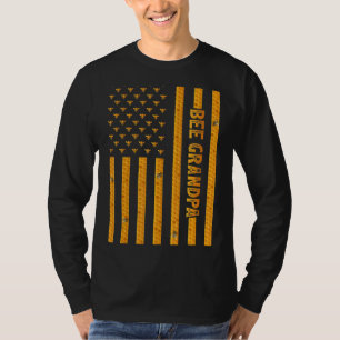 Mens Vintage Bee American Flag Bee Grandpa Father T-Shirt