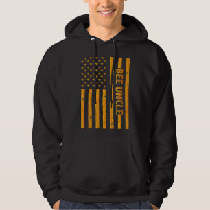 Mens Vintage Bee American Flag Bee Uncle Father's Hoodie