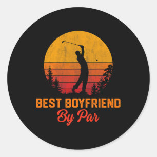 Mens Vintage Best Boyfriend By Par Golf Boyfriend  Classic Round Sticker