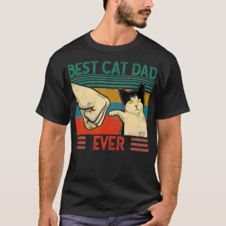Mens Vintage Best Cat Dad Ever Bump Cat Lover Gift T-Shirt