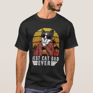Mens Vintage Best Cat Dad Ever Retro Fathers Day T-Shirt