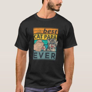 Mens Vintage Best Cat Papa Ever Bump Cat Lover Ret T-Shirt