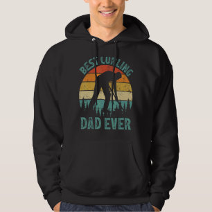 Mens  Vintage Best Curling Dad Ever Father's Day Hoodie