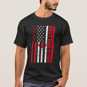 Mens Vintage Best Dad Ever Canada American Flag Ca T-Shirt