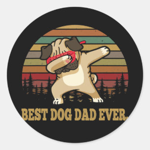 Mens Vintage Best Dog Dad Ever Dog Daddy Father's Classic Round Sticker