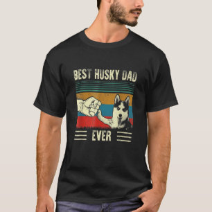 Mens Vintage Best Dog Dad Ever Siberian Husky Fath T-Shirt