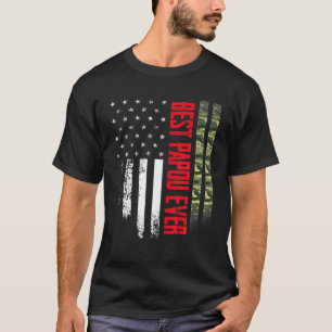 Mens Vintage Best Papou Ever Camo American Flag Di T-Shirt