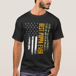 Mens Vintage Best Poppa Ever Camo American Flag Di T-Shirt