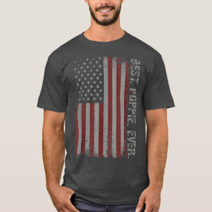 Mens Vintage Best Poppie Ever American Flag Father T-Shirt